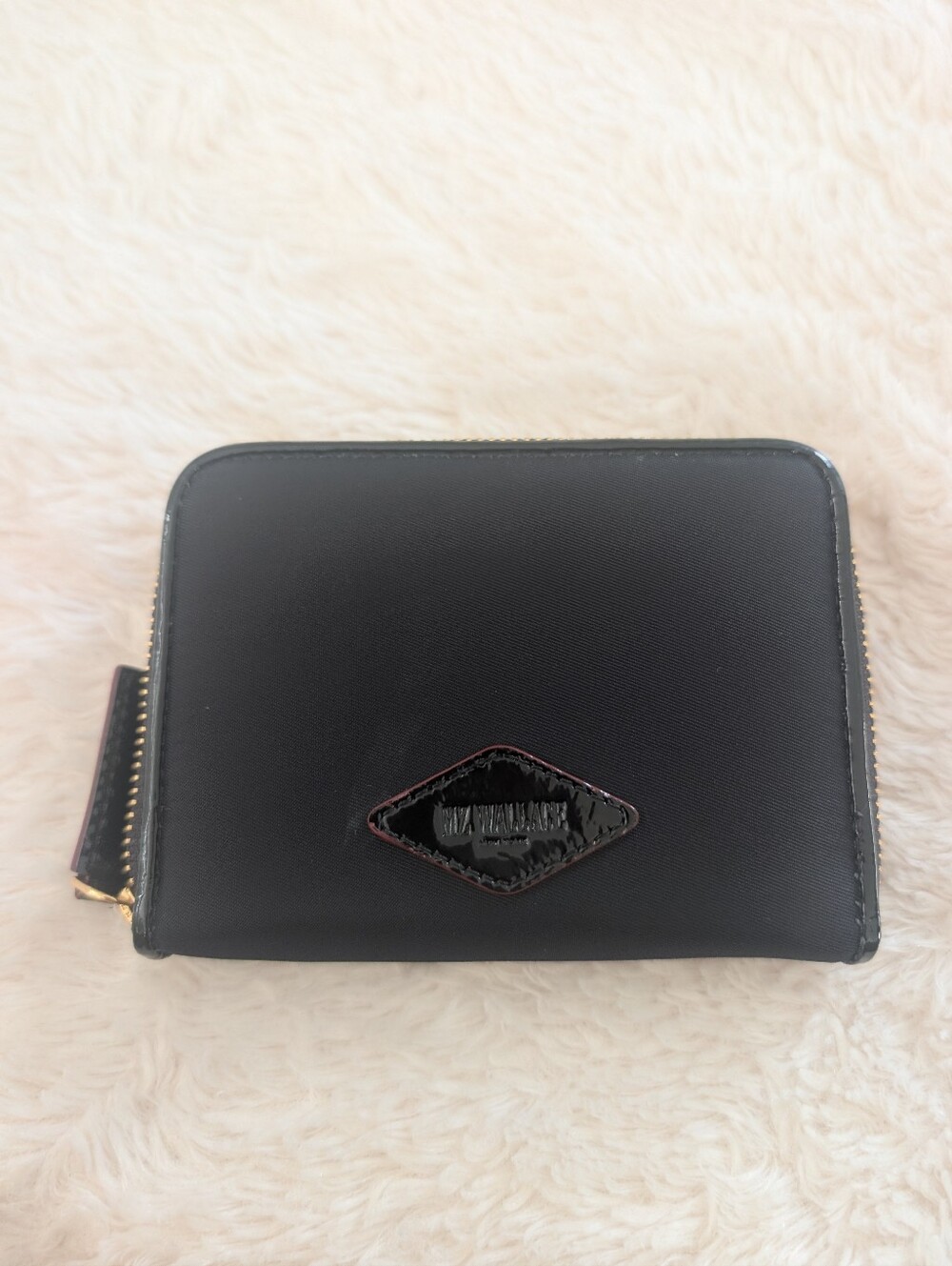 MZ Wallace Grammercy Black Zip-Around Card Wallet with Gold Hardware